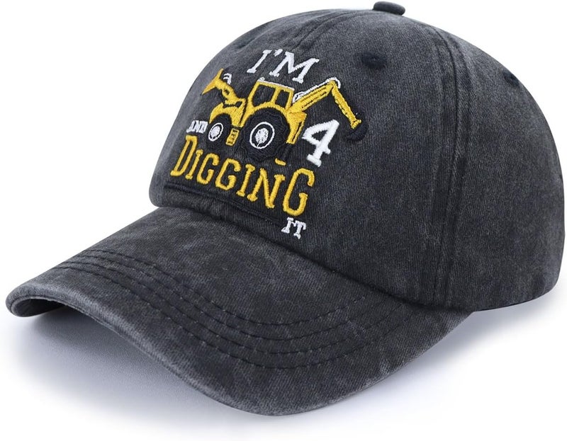 Tallngtha I'm 3/4/5/6/7/8/9 and Digging It Hats for Boys Girls, Funny Embroidered Toddler Excavator Birthday Baseball Cap - Image 2
